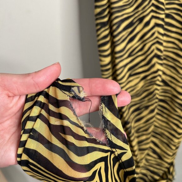 Simon Miller Zesty Yellow Black Zebra Stripe Mesh Maxi Dress Women's Size Small - Picture 5 of 9